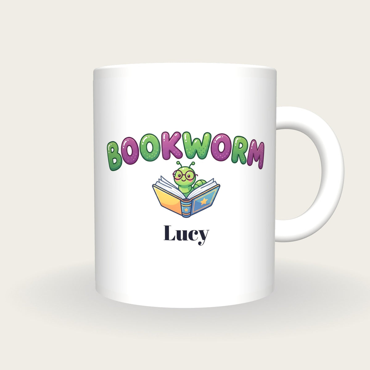 Personalised Bookworm Mug, front