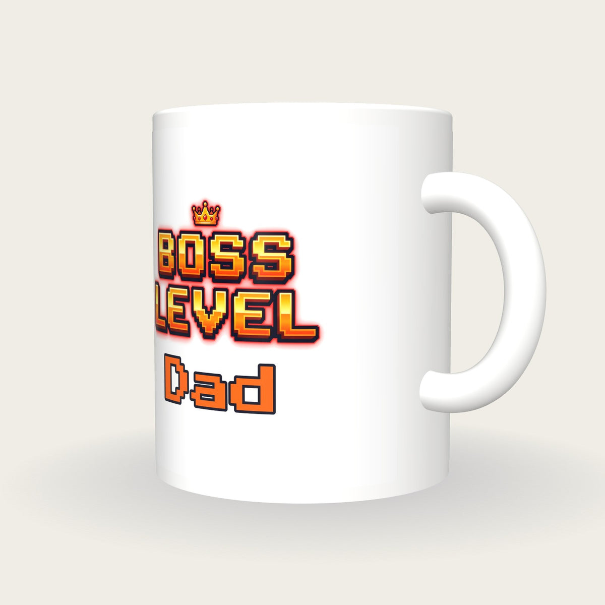 Personalised Boss Level Gamer Mug, three-quarter view