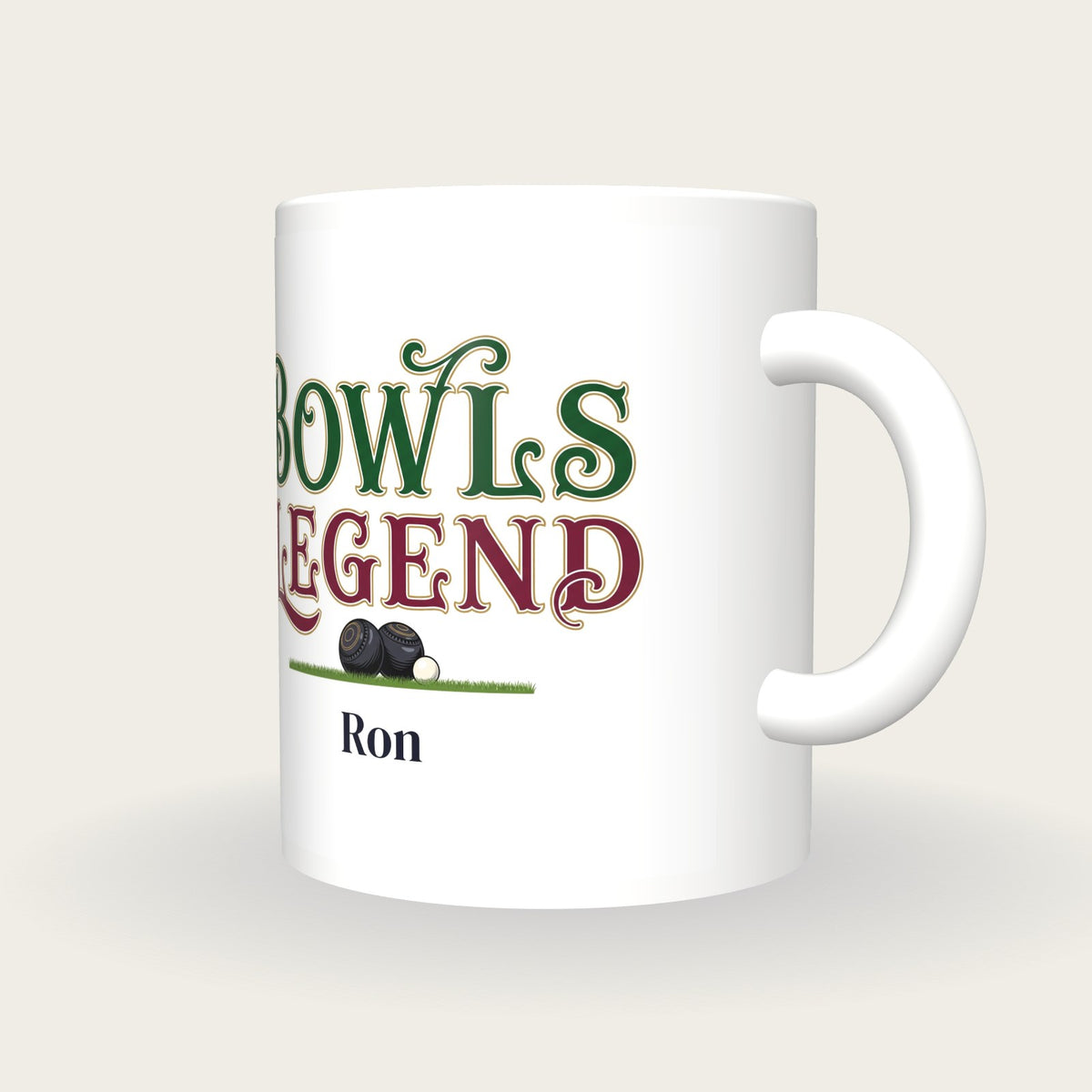 Personalised Bowls Legend Mug, three-quarter view