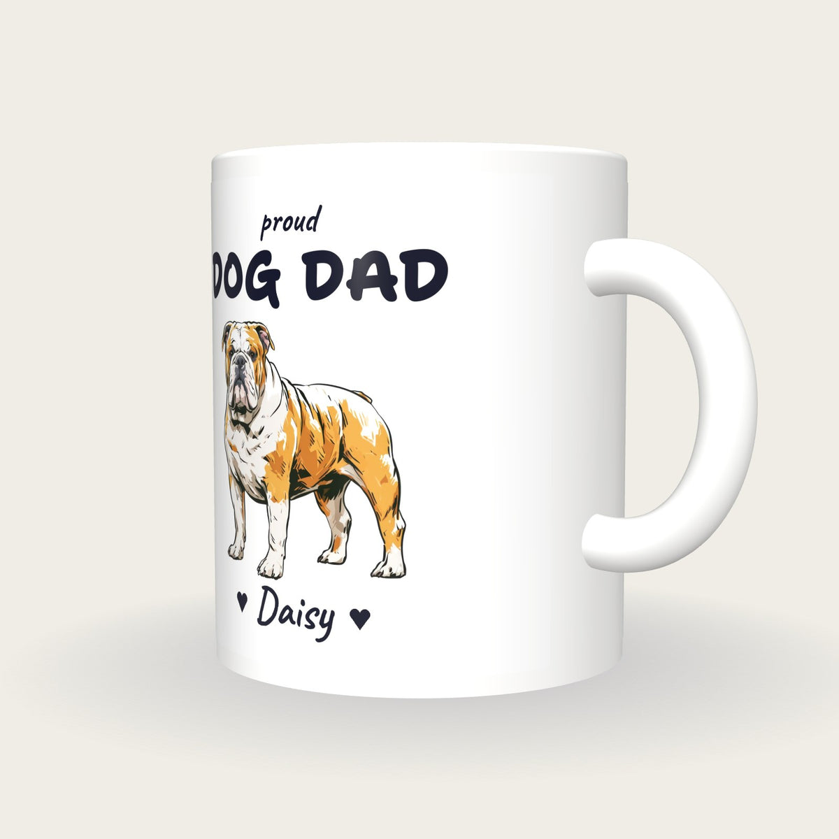 Personalised Bulldog Dog Dad Mug, three-quarter view