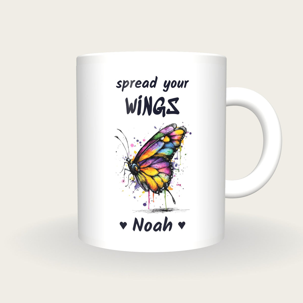 Personalised Butterfly Mug, Spread Your Wings, front