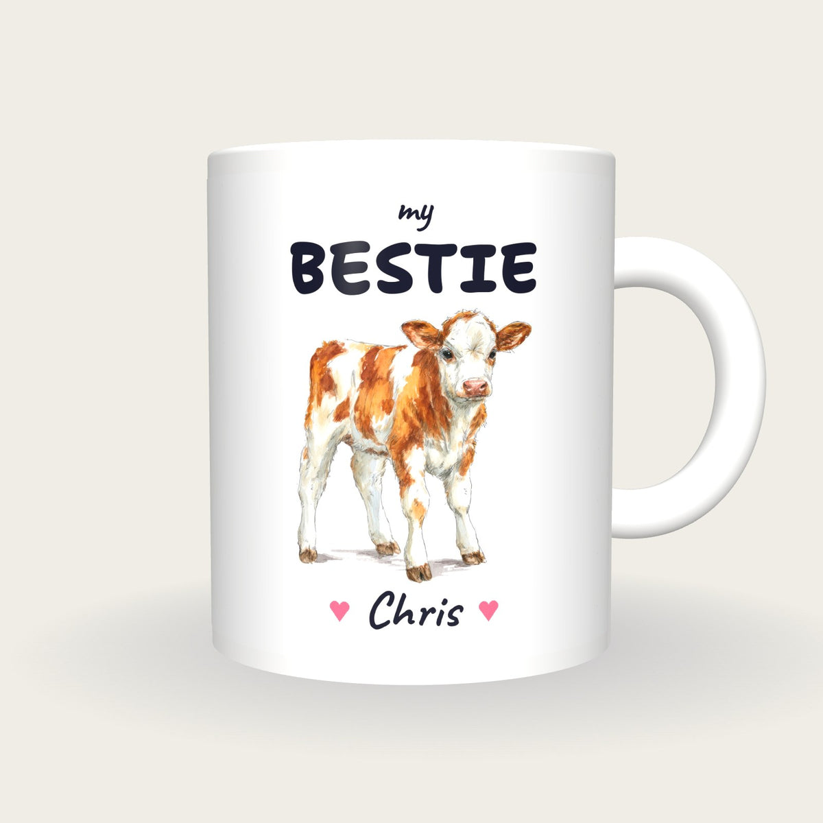 Personalised Calf Mug, My Bestie, front