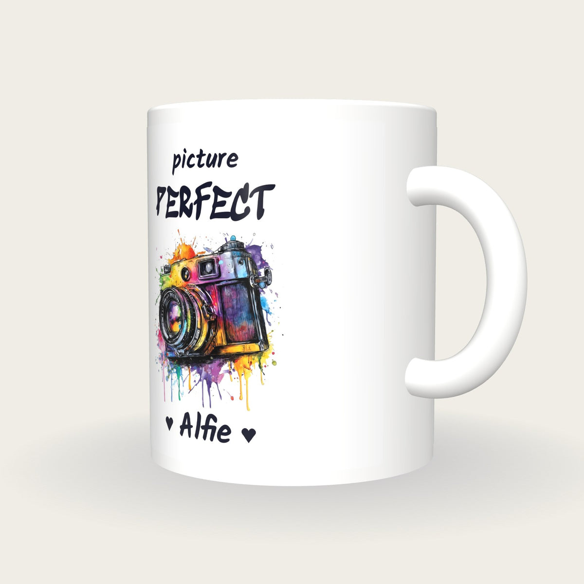 Personalised Camera Mug, Picture Perfect, three-quarter view