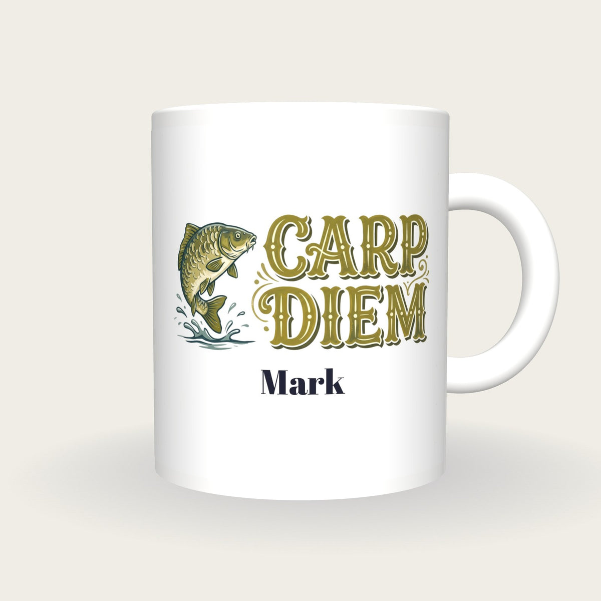 Personalised Carp Diem Fishing Mug, front