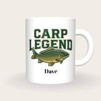 Personalised Carp Legend Fishing Mug, front
