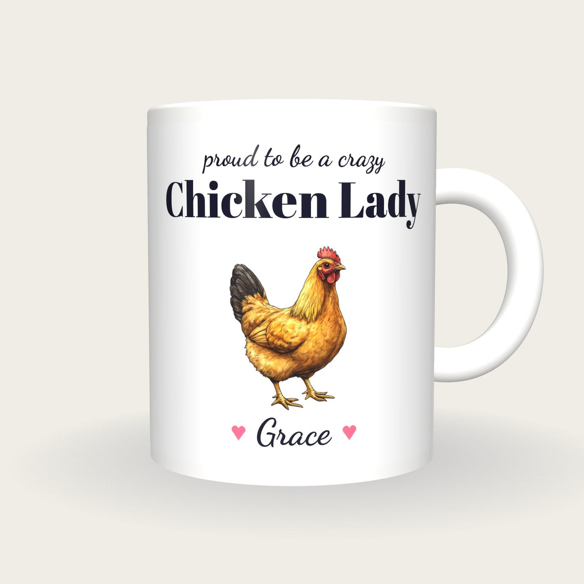 Personalised Chicken Mug, Crazy Chicken Lady, front