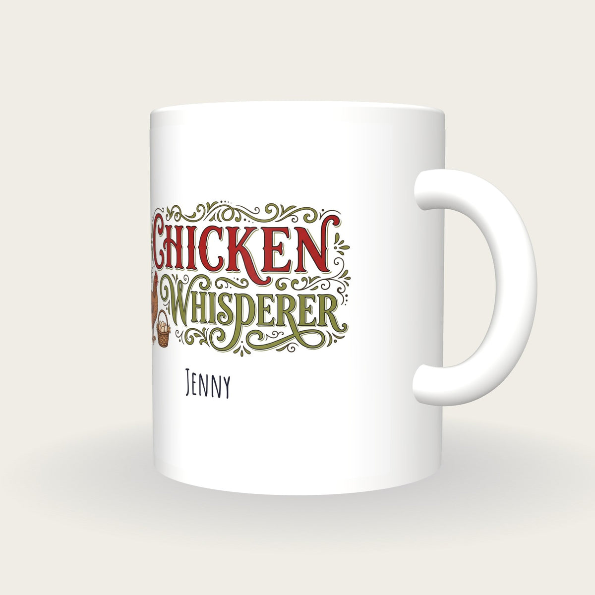 Personalised Chicken Whisperer Mug, three-quarter view