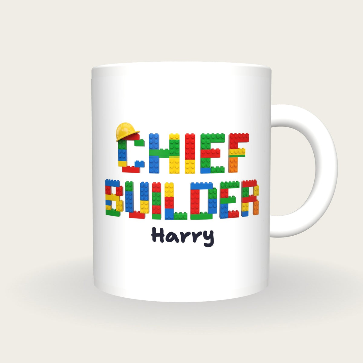 Personalised Chief Builder Brick Mug, front