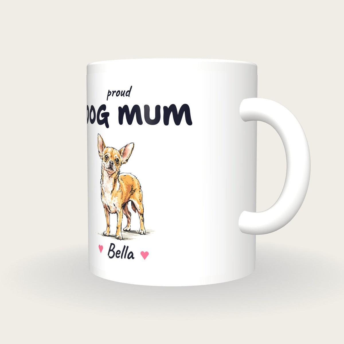 Personalised Chihuahua Dog Mum Mug, three-quarter view