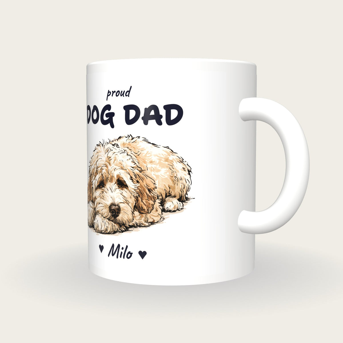 Personalised Cockapoo Dog Dad Mug, three-quarter view