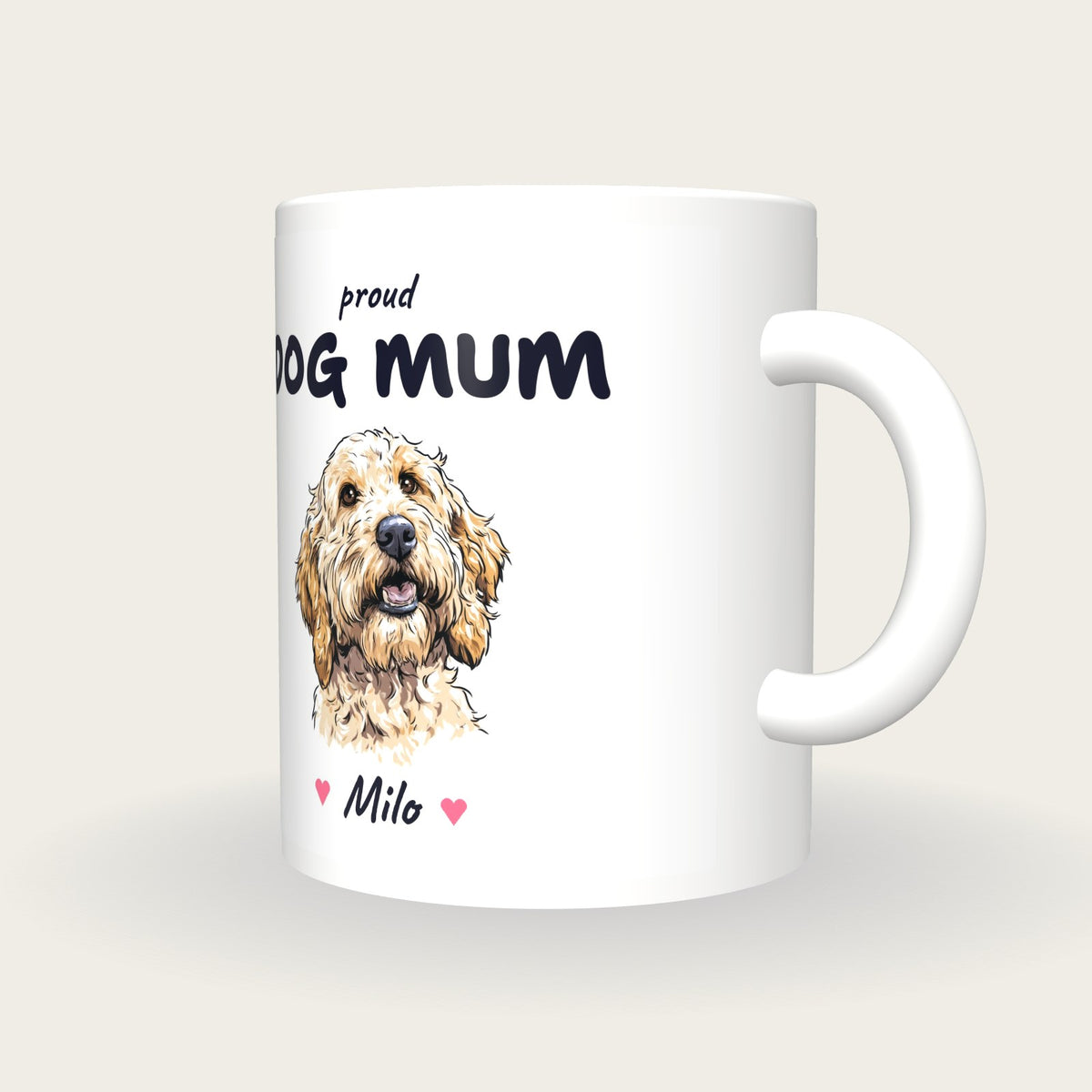 Personalised Cockapoo Dog Mum Mug, three-quarter view
