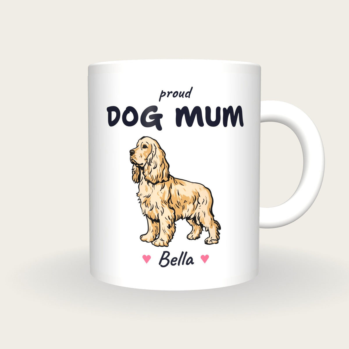 Personalised Cocker Spaniel Dog Mum Mug, front