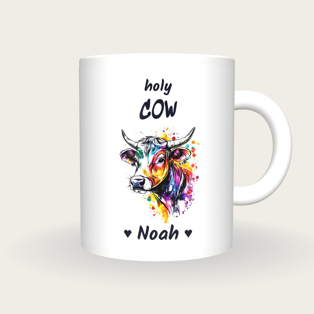 Personalised Cow Mug, Holy Cow, front