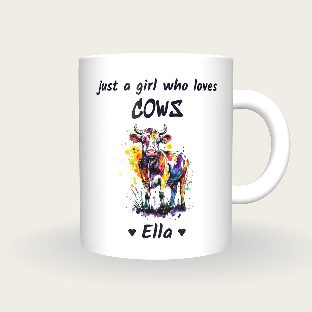 Personalised Cow Mug, Just A Girl Who Loves Cows, front