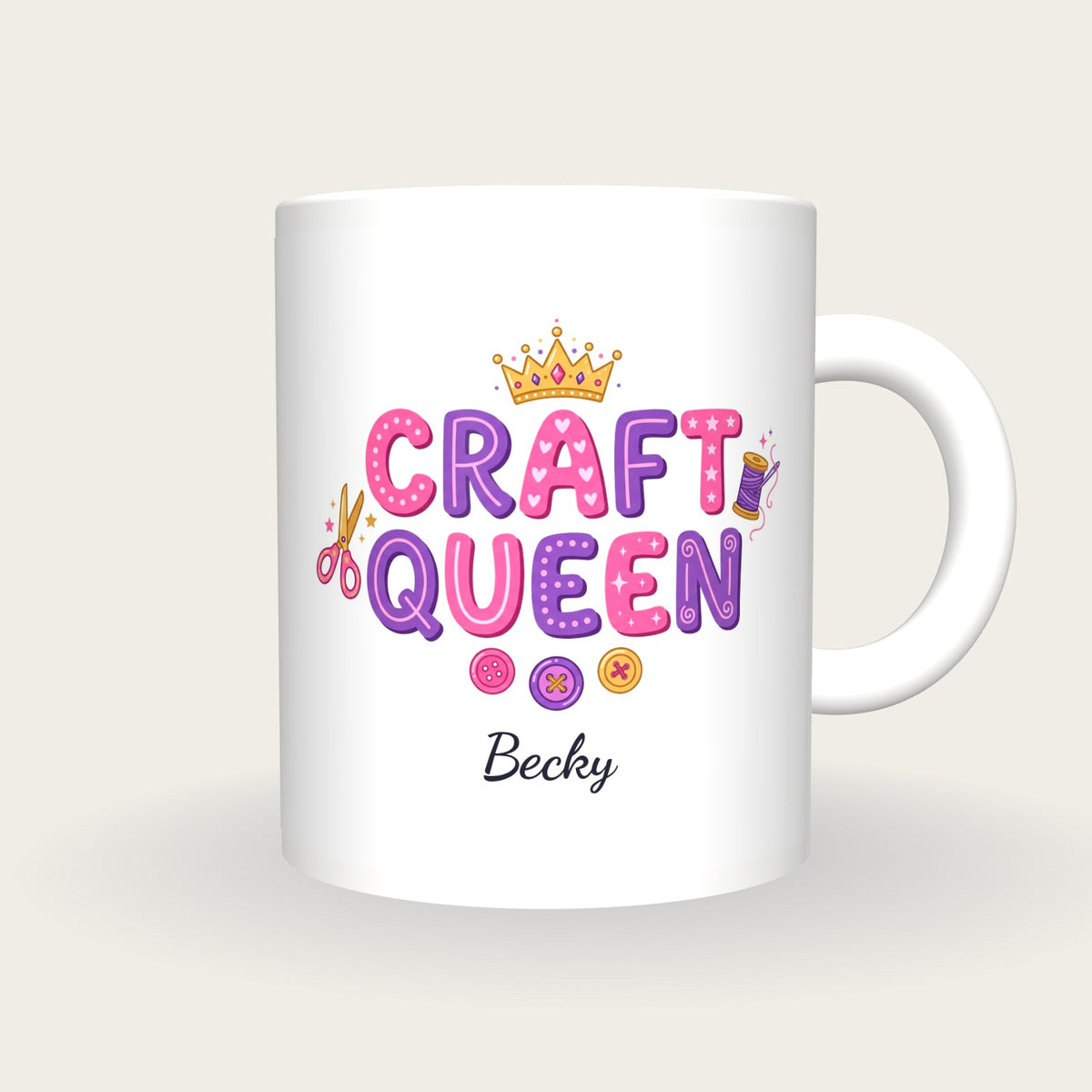 Personalised Craft Queen Mug, front