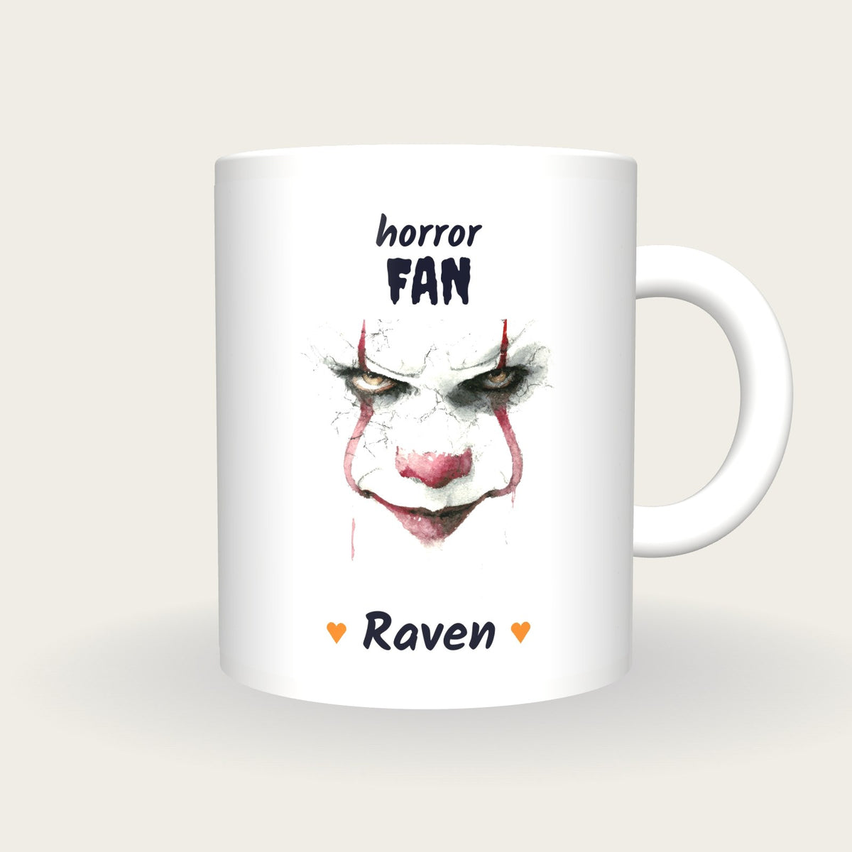 Personalised Creepy Clown Mug, Horror Fan, front