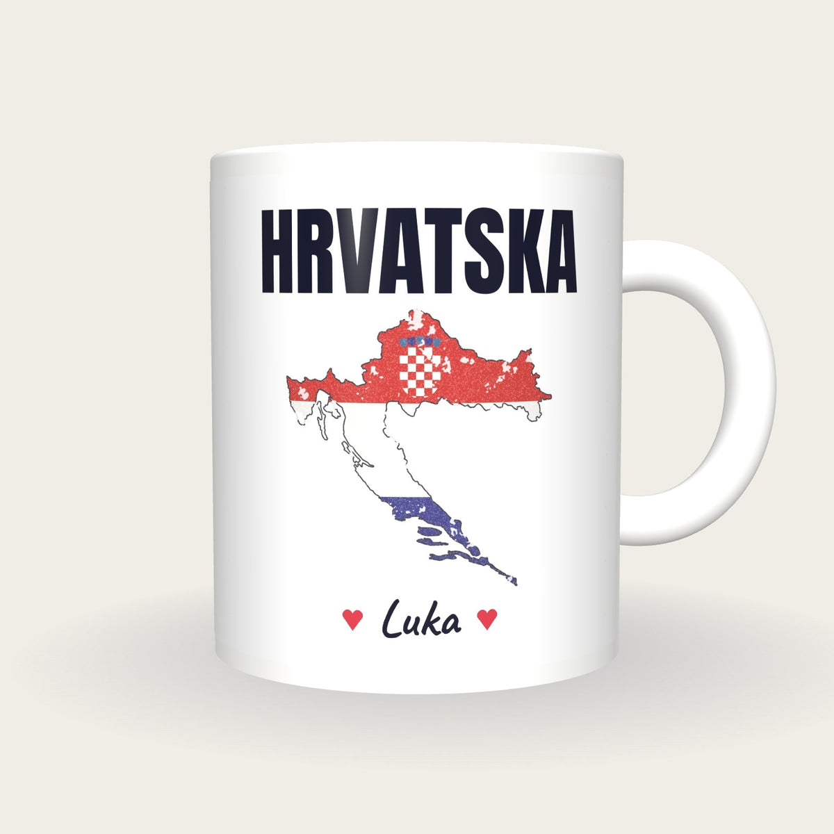 Personalised Croatia Map Mug, Hrvatska, front