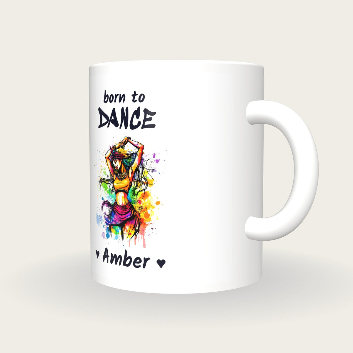 Personalised Dancer Mug, Born To Dance, three-quarter view