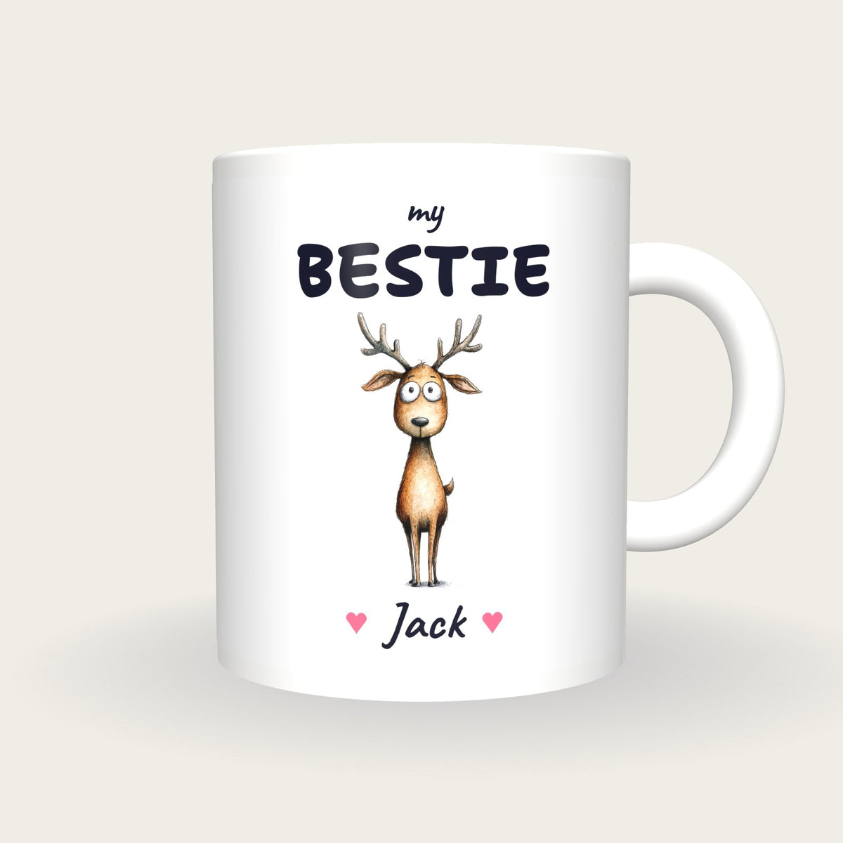 Personalised Deer Mug, My Bestie, front
