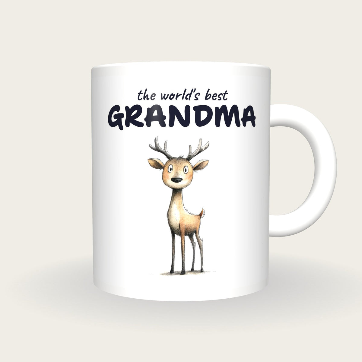 Personalised Deer Mug, Best Grandma, front