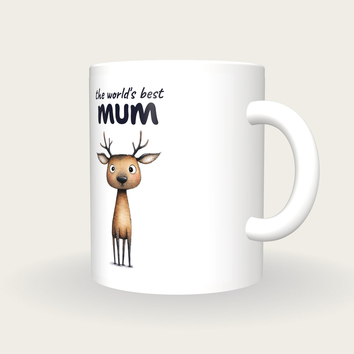 Personalised Deer Mug, Best Mum, three-quarter view