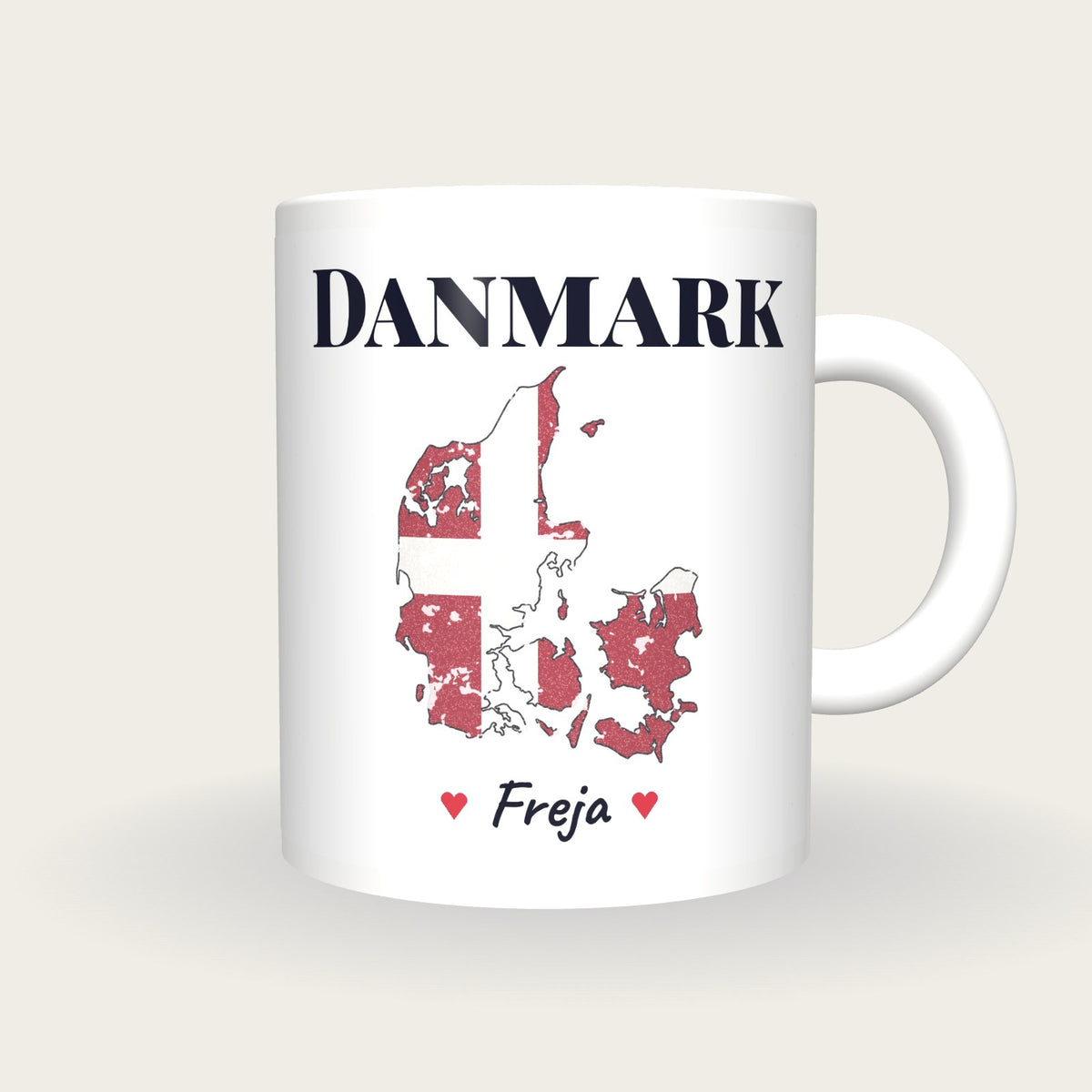 Personalised Denmark Map Mug, Danmark, front