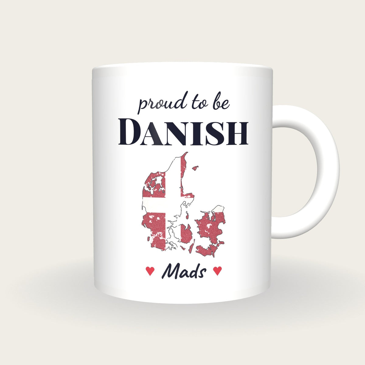 Personalised Denmark Map Mug, Proud To Be Danish, front