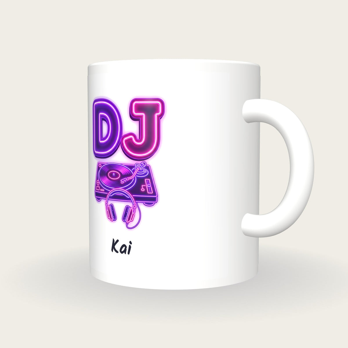 Personalised DJ Mug, three-quarter view