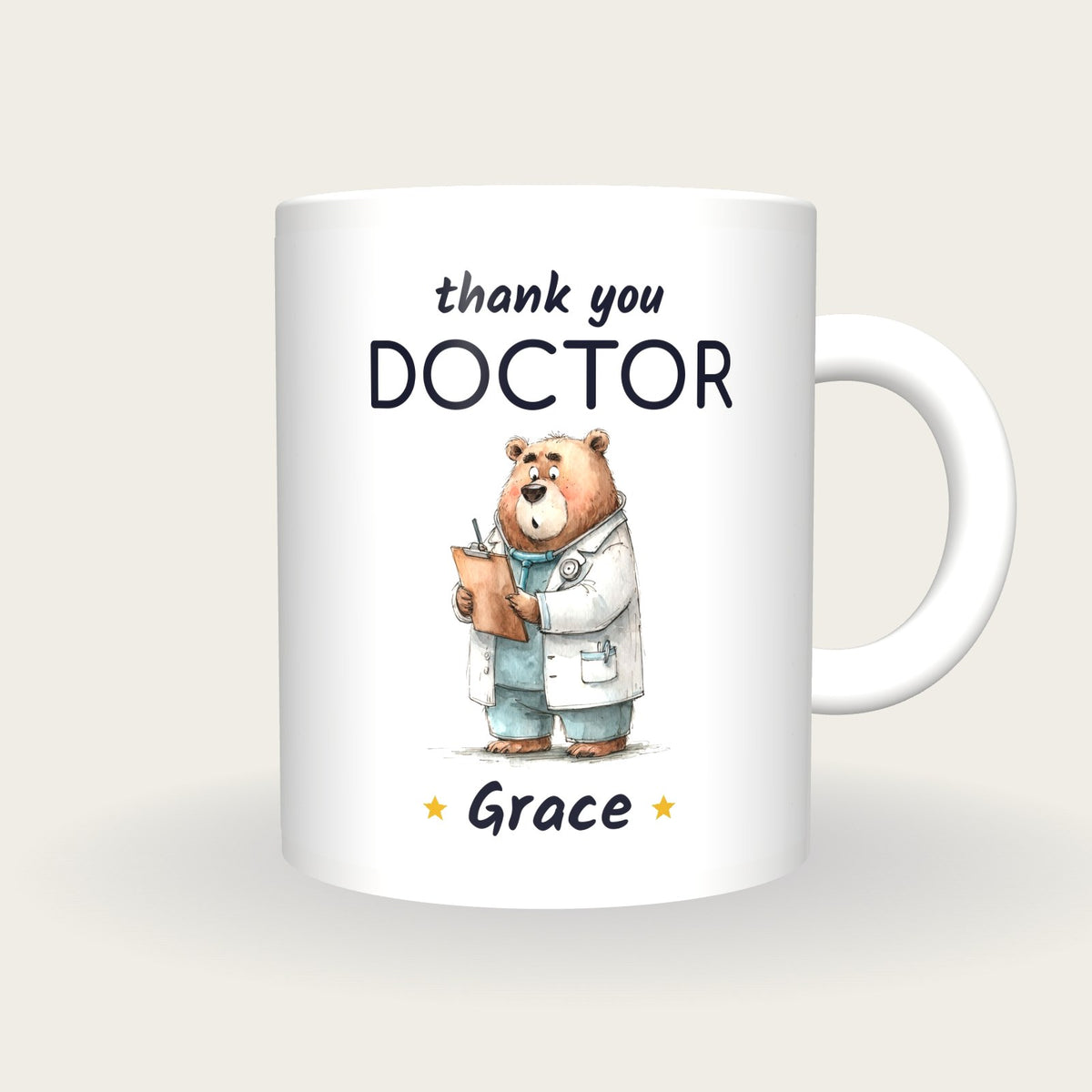 Personalised Doctor Bear Mug, Thank You Doctor, front