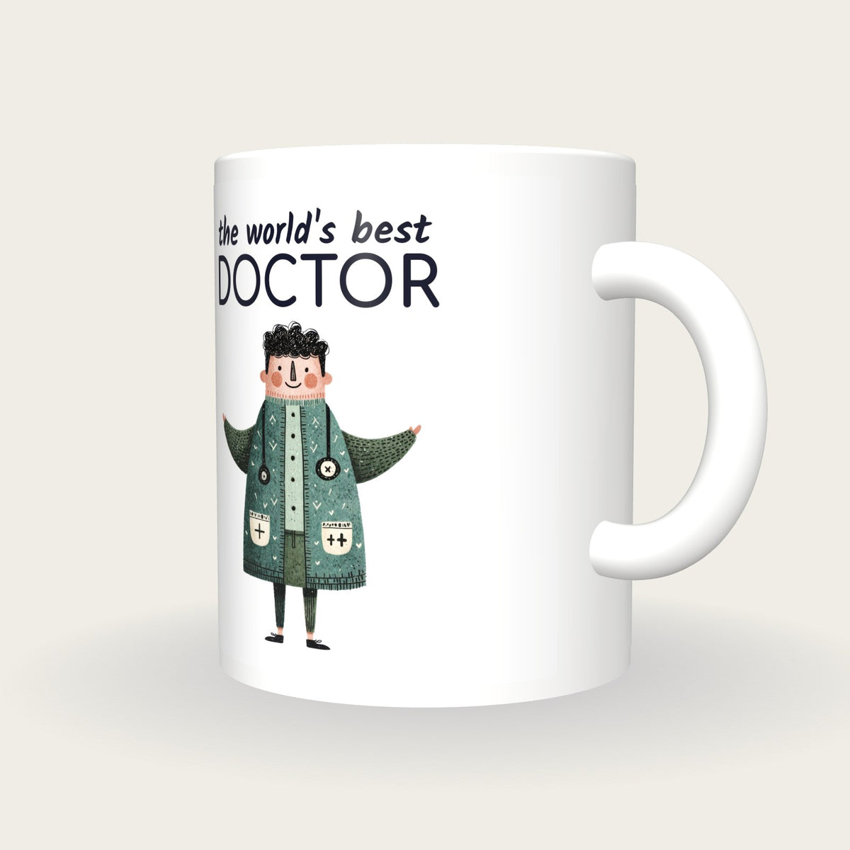 Personalised Doctor Mug, World's Best Doctor, three-quarter view