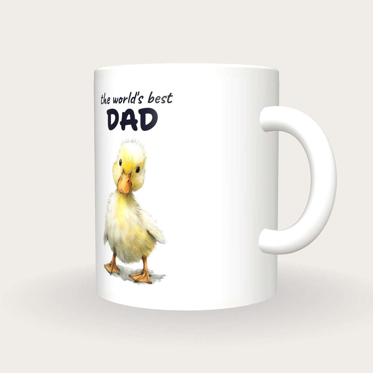 Personalised Duckling Mug, Best Dad, three-quarter view