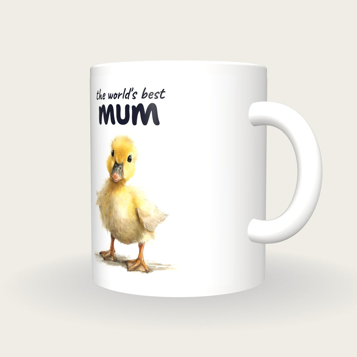 Personalised Duckling Mug, Best Mum, three-quarter view