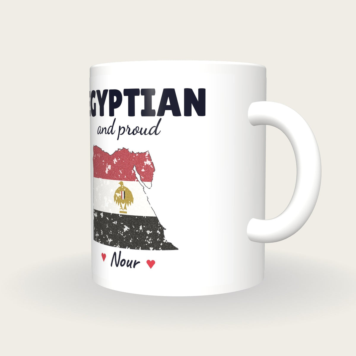 Personalised Egypt Map Mug, Egyptian And Proud, three-quarter view
