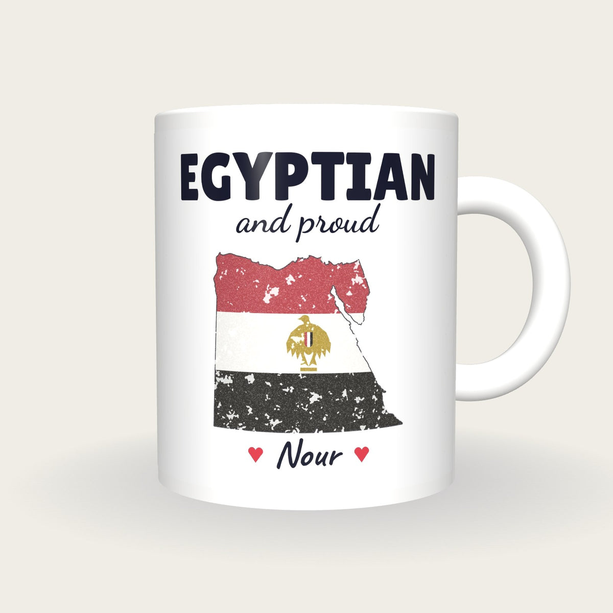Personalised Egypt Map Mug, Egyptian And Proud, front