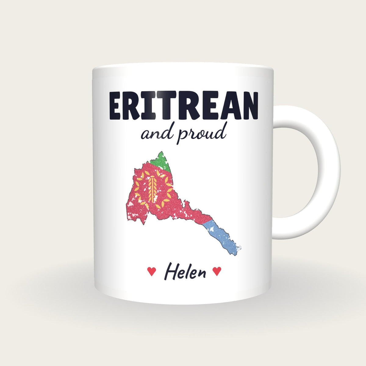 Personalised Eritrea Map Mug, Eritrean And Proud, front