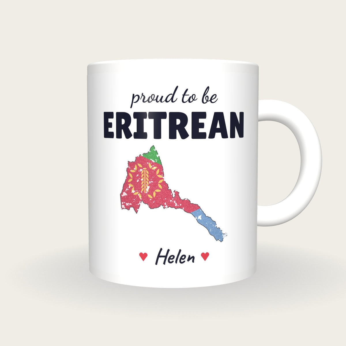 Personalised Eritrea Map Mug, Proud To Be Eritrean, front