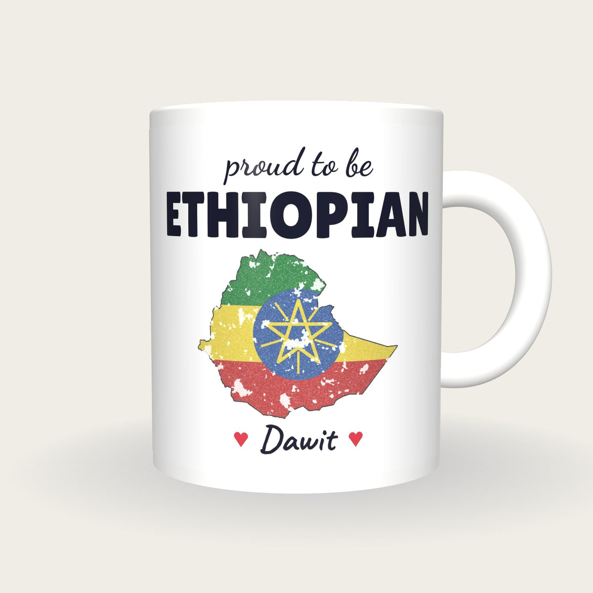 Personalised Ethiopia Map Mug, Proud To Be Ethiopian, front