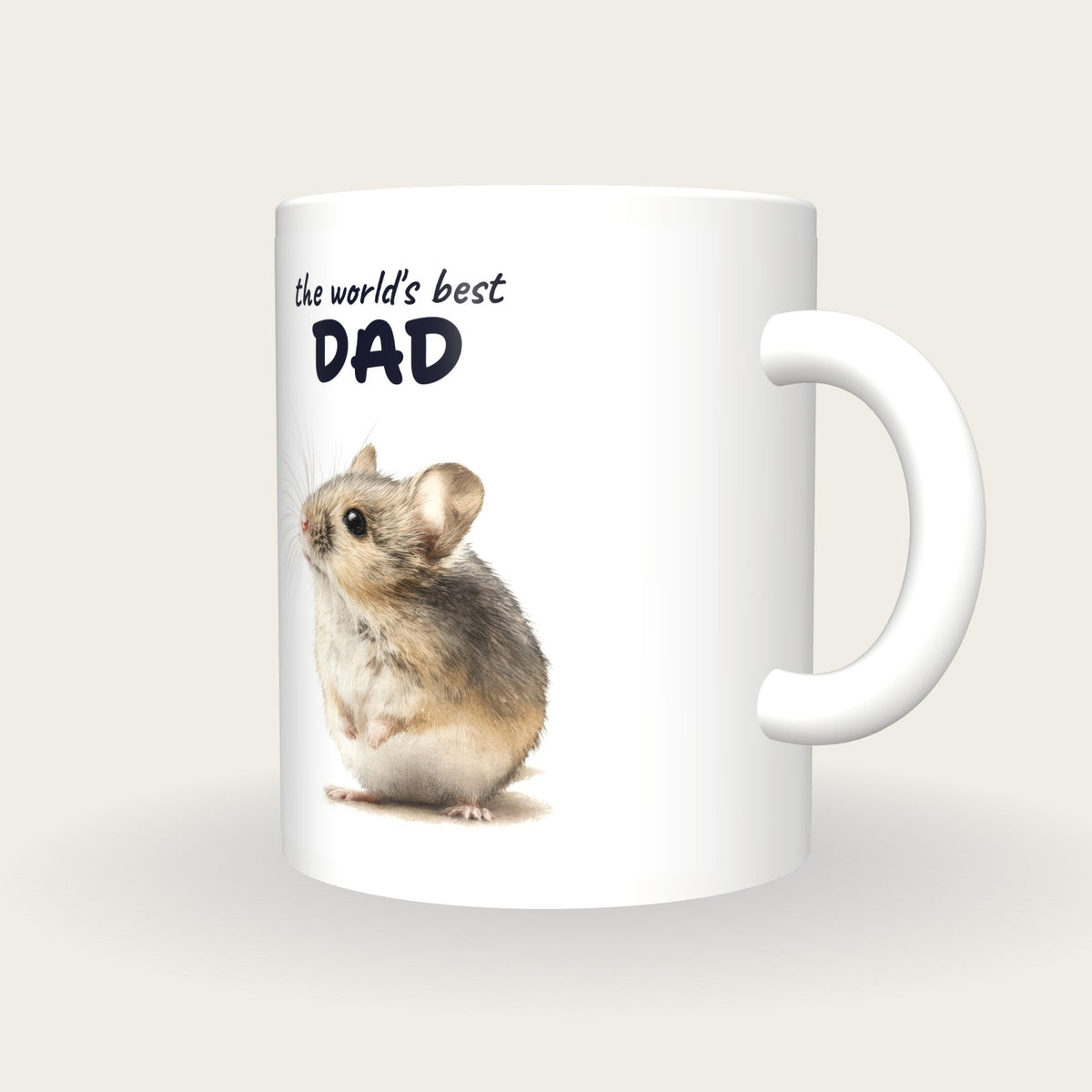 Personalised Field Mouse Mug, Best Dad, three-quarter view