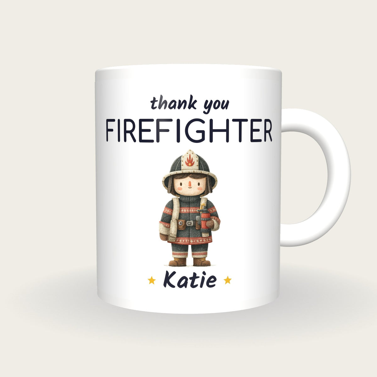 Personalised Firefighter Mug, Thank You Firefighter, front