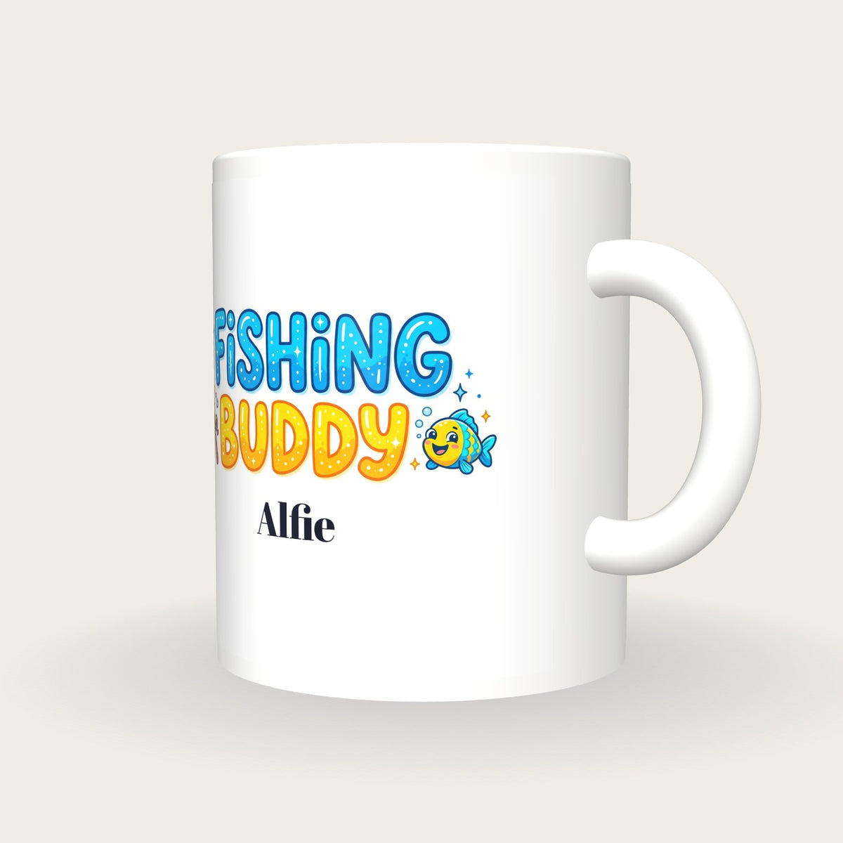 Personalised Fishing Buddy Mug, three-quarter view