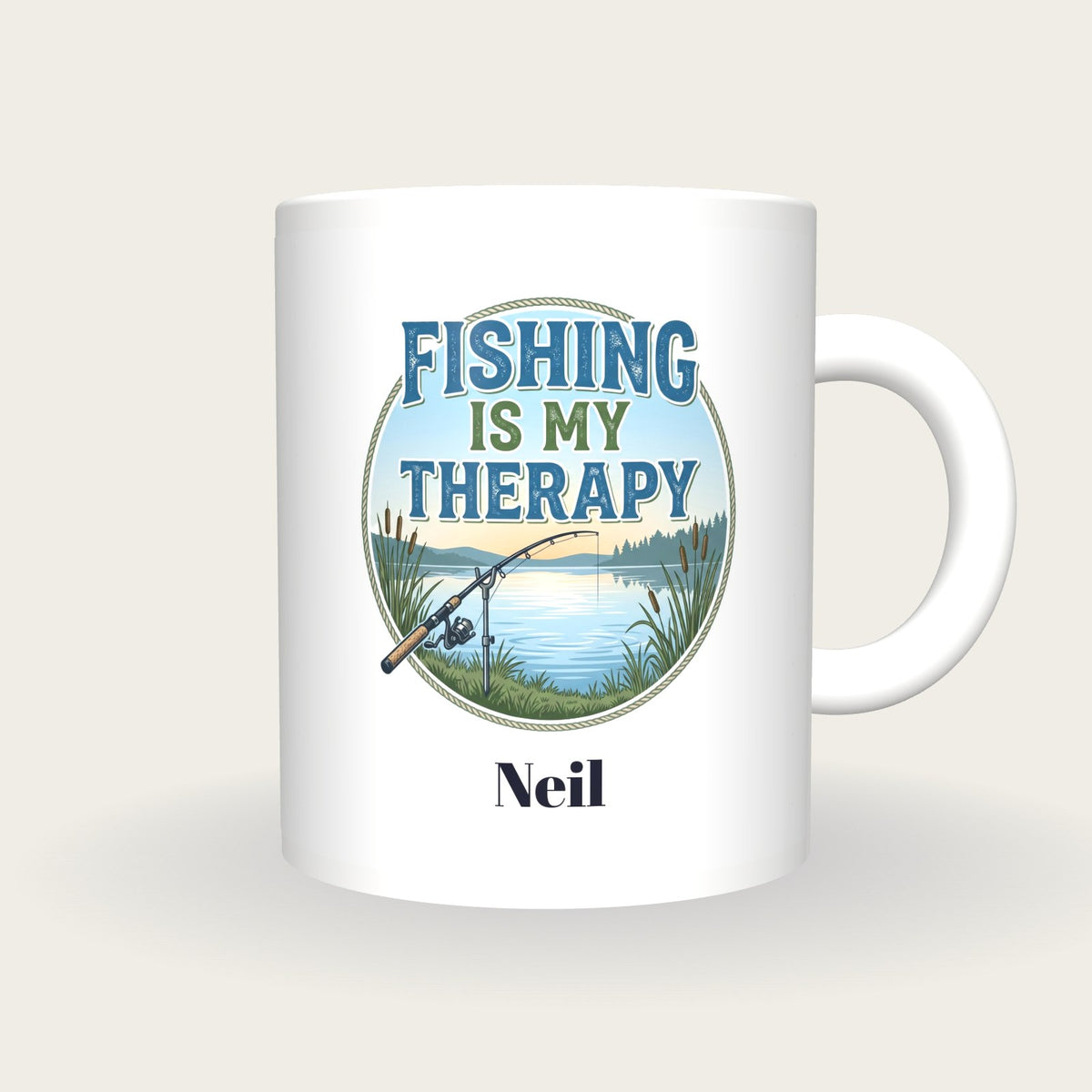 Personalised Fishing Is My Therapy Mug, front