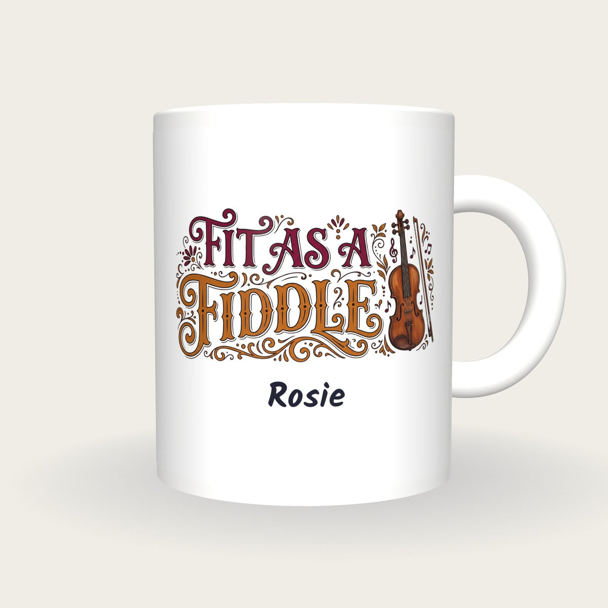 Personalised Fit As A Fiddle Violin Mug, front