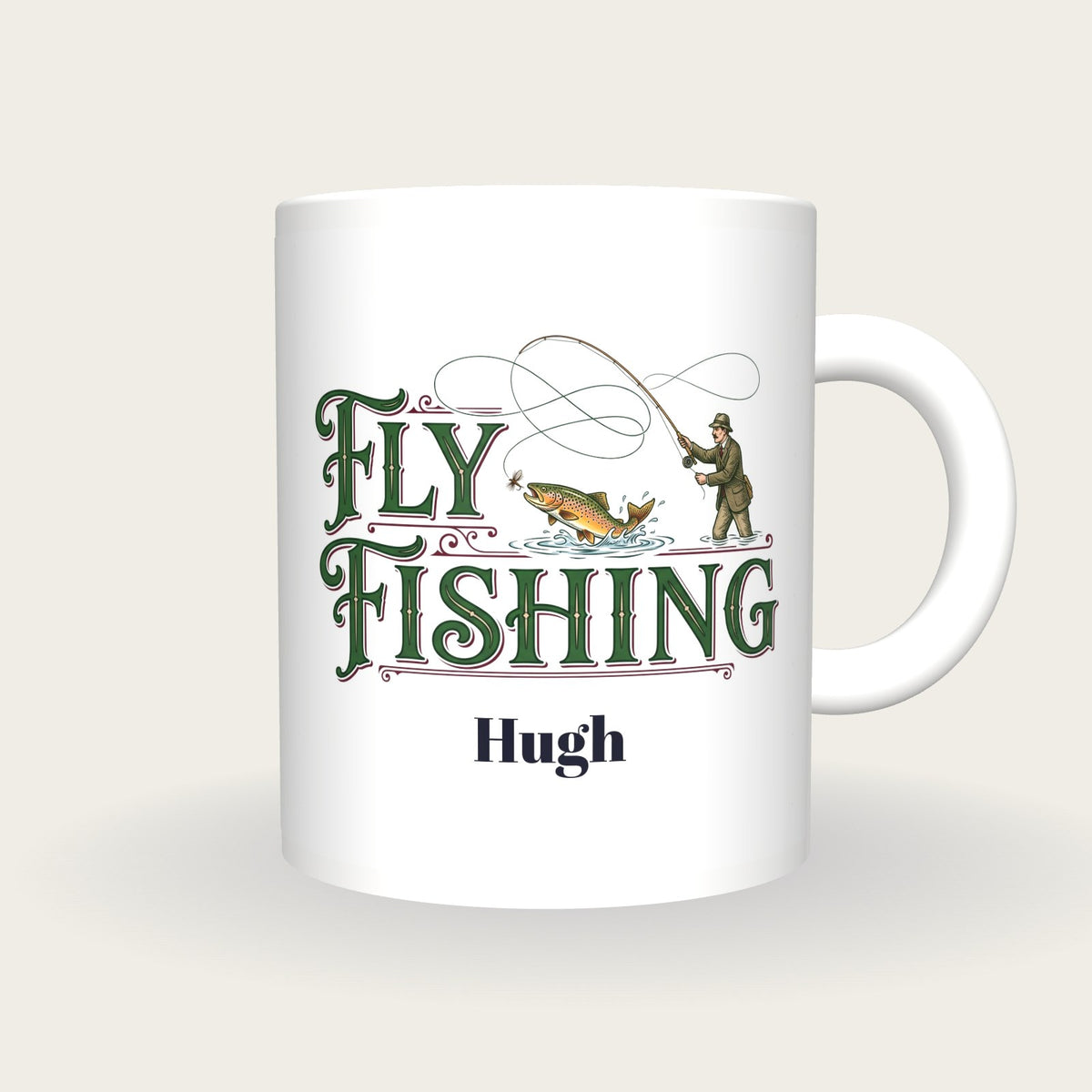 Personalised Fly Fishing Mug, front