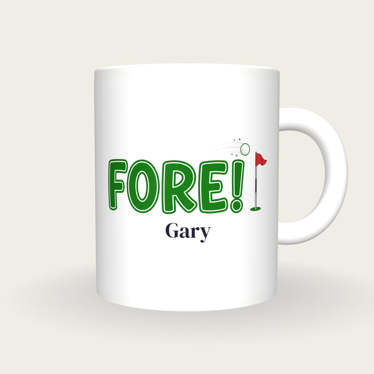 Personalised Fore Golf Mug, front
