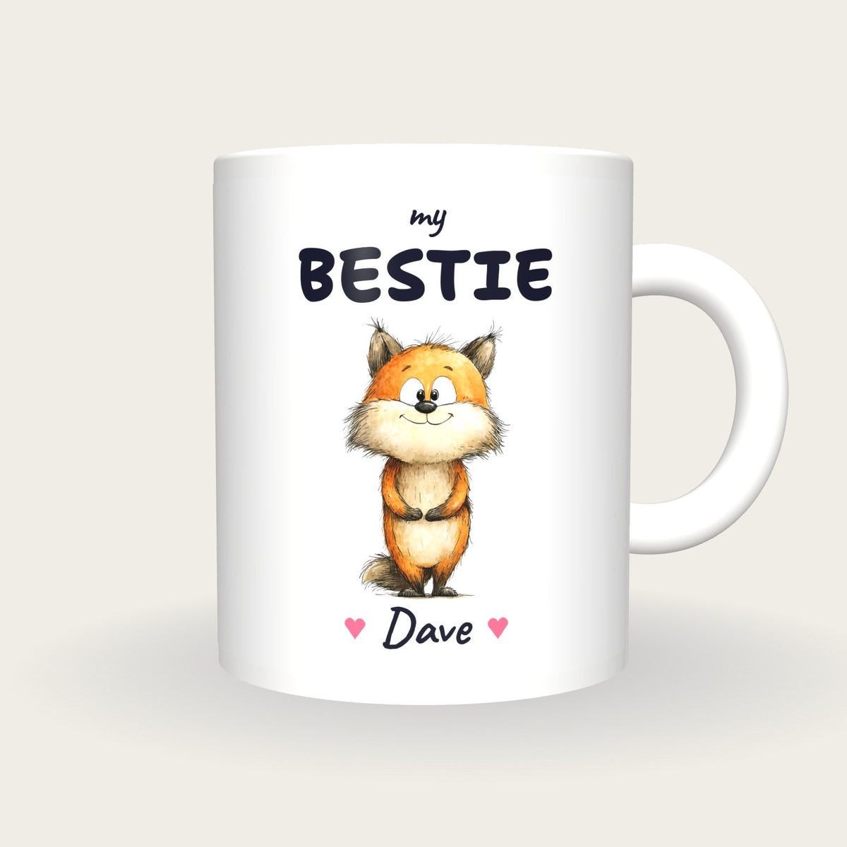 Personalised Fox Mug, My Bestie, front