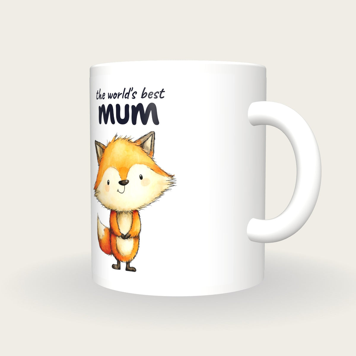 Personalised Fox Mug, Best Mum, three-quarter view