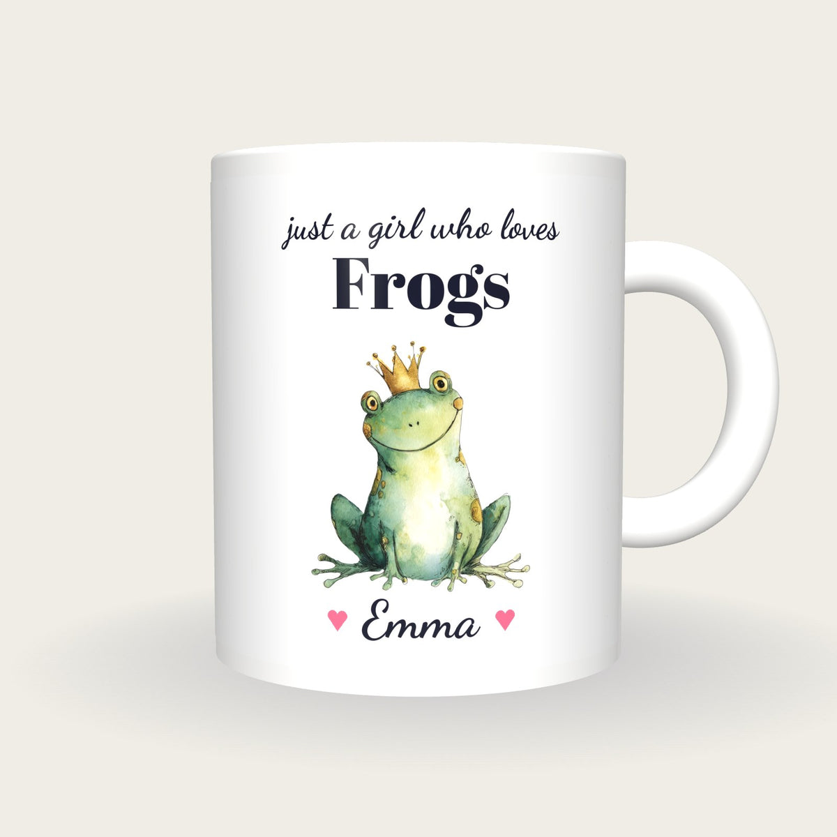 Personalised Frog Mug, Just A Girl Who Loves Frogs, front