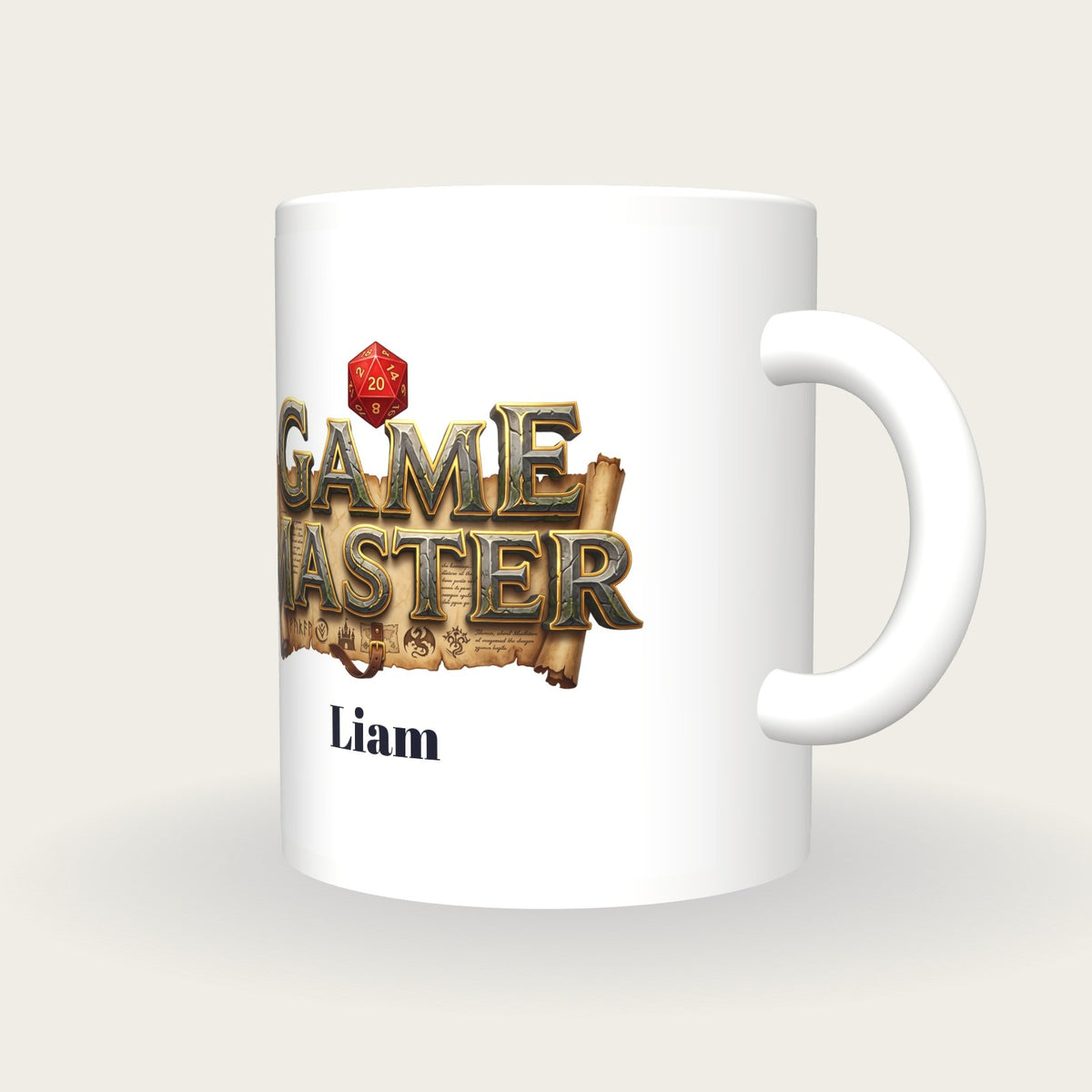 Personalised Game Master Mug, three-quarter view
