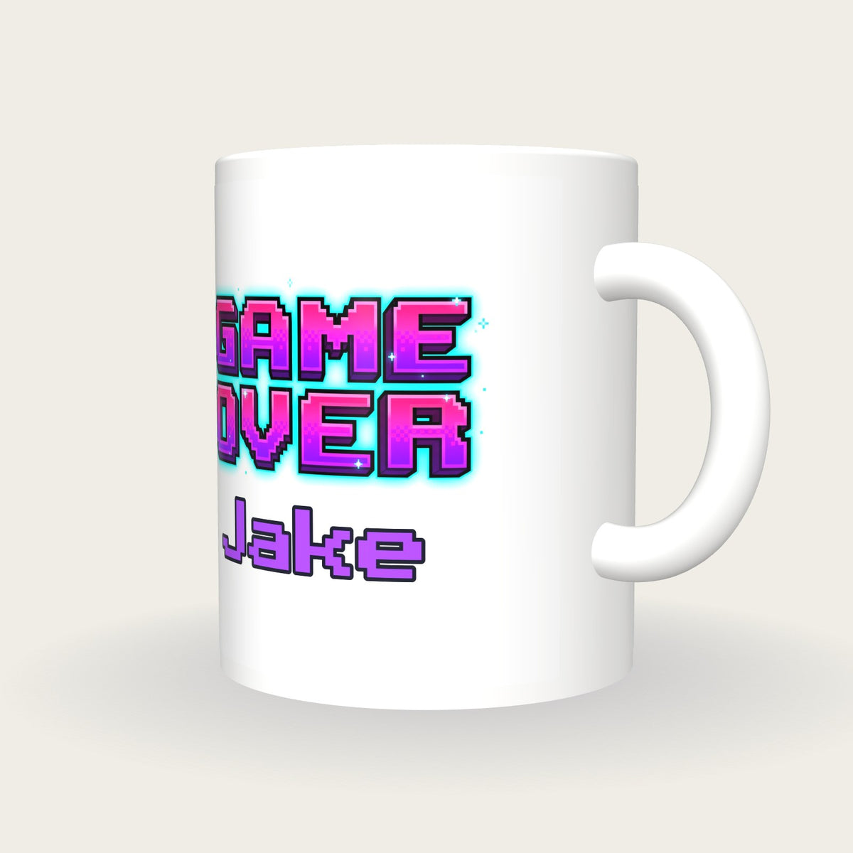 Personalised Game Over Gamer Mug, three-quarter view