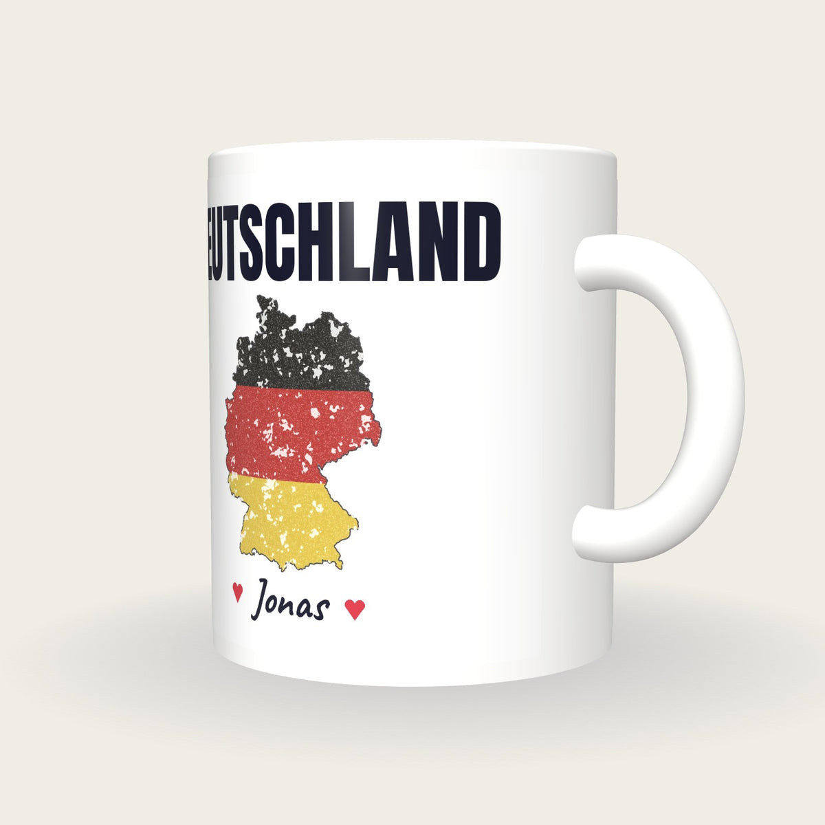 Personalised Germany Map Mug, Deutschland, three-quarter view
